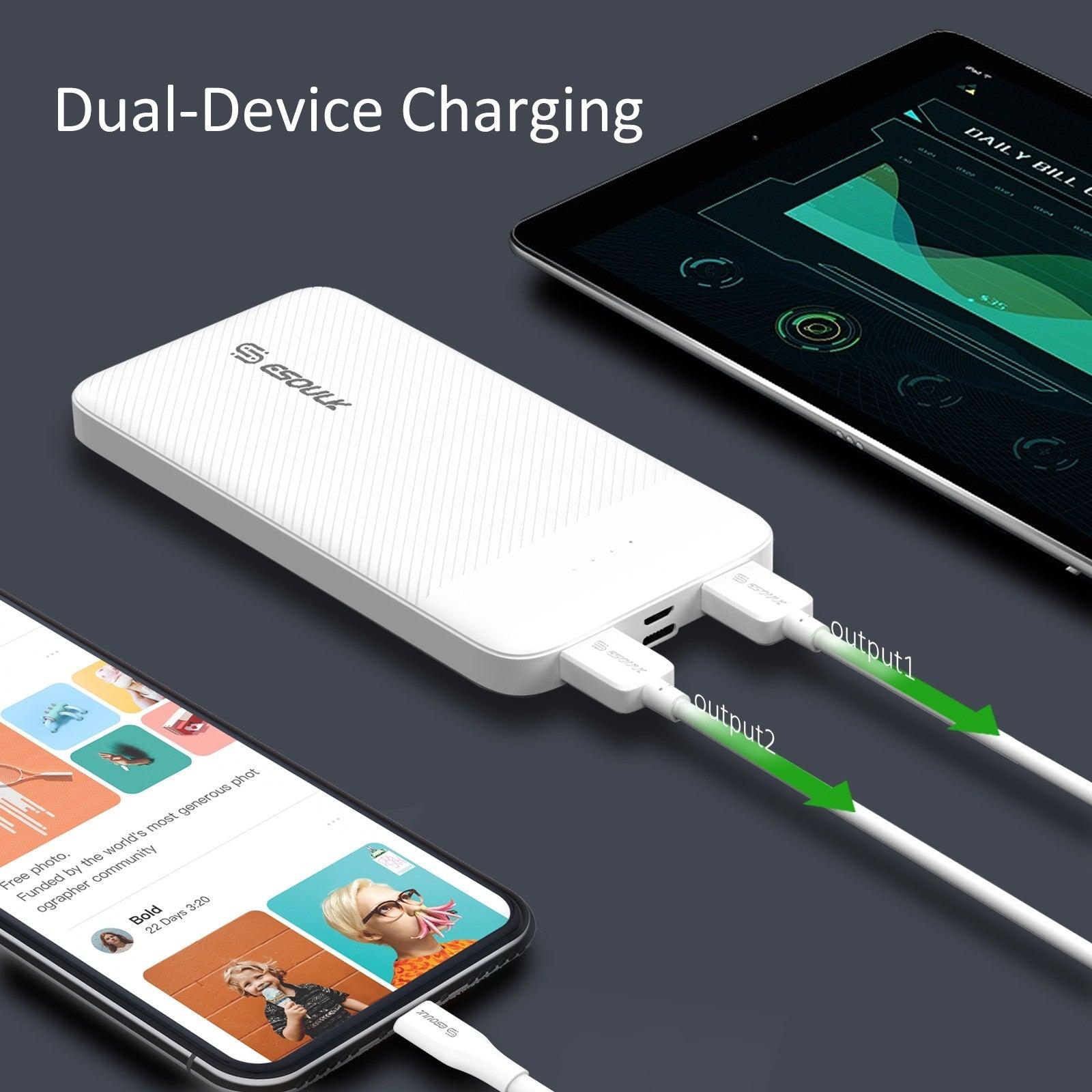 Esoulk Power Bank 10000mAh 2A Dual USB White EP06P-WH - Best Cell Phone Parts Distributor in Canada Esoulk Power Bank 10000mAh 2A Dual USB White EP06P-WH - Best Cell Phone Parts Distributor in Canada